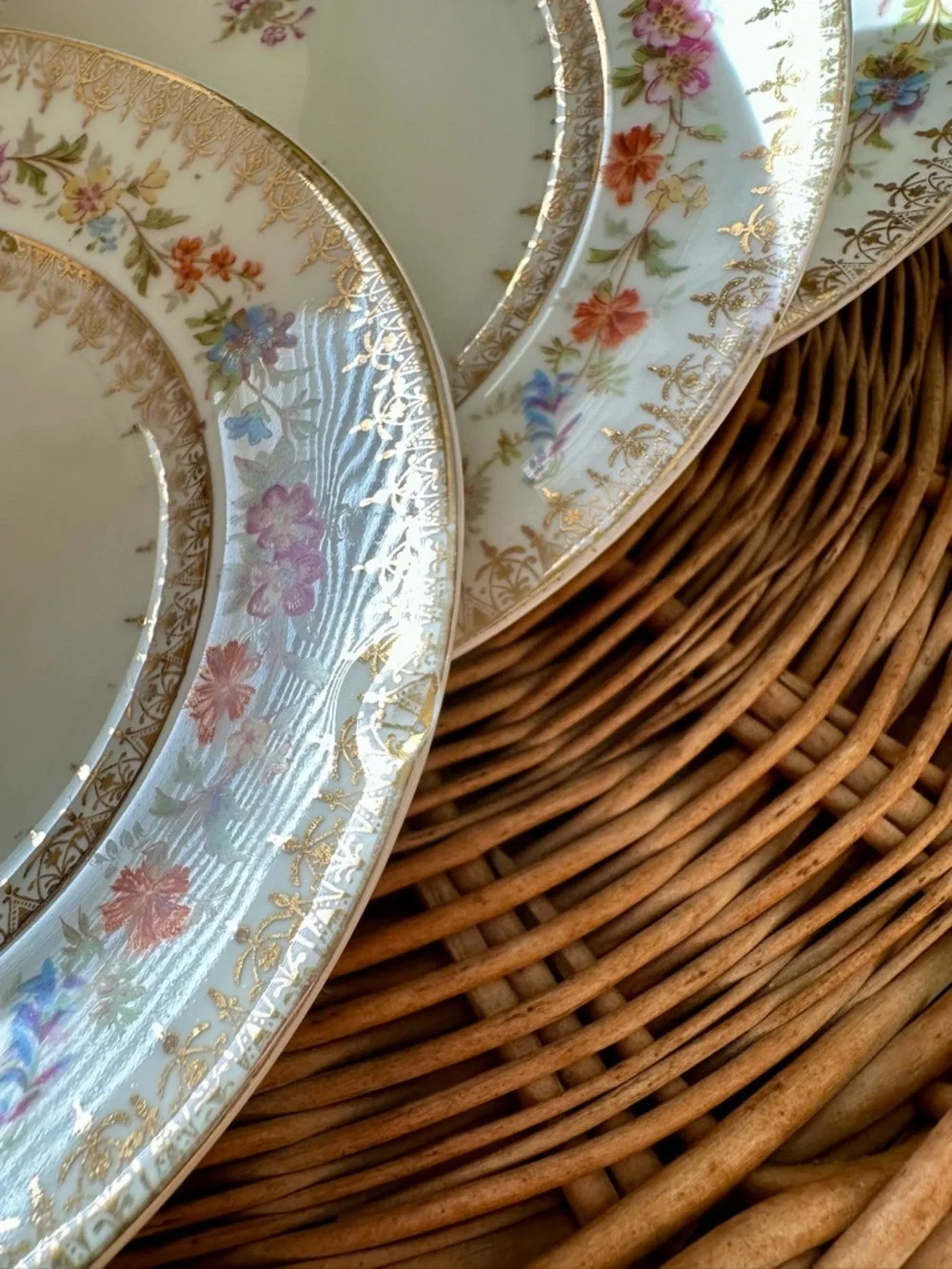 Antique C.T. Germany Floral B and B Plates Set 12 Gold Gilt Victorian Porcelain